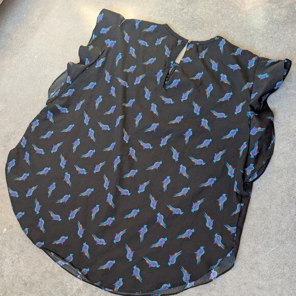 Anthropologie Ranna Gill Top Flutter Sleeve Ruffle Cutwork Short Sleeve Size M - Picture 4 of 8